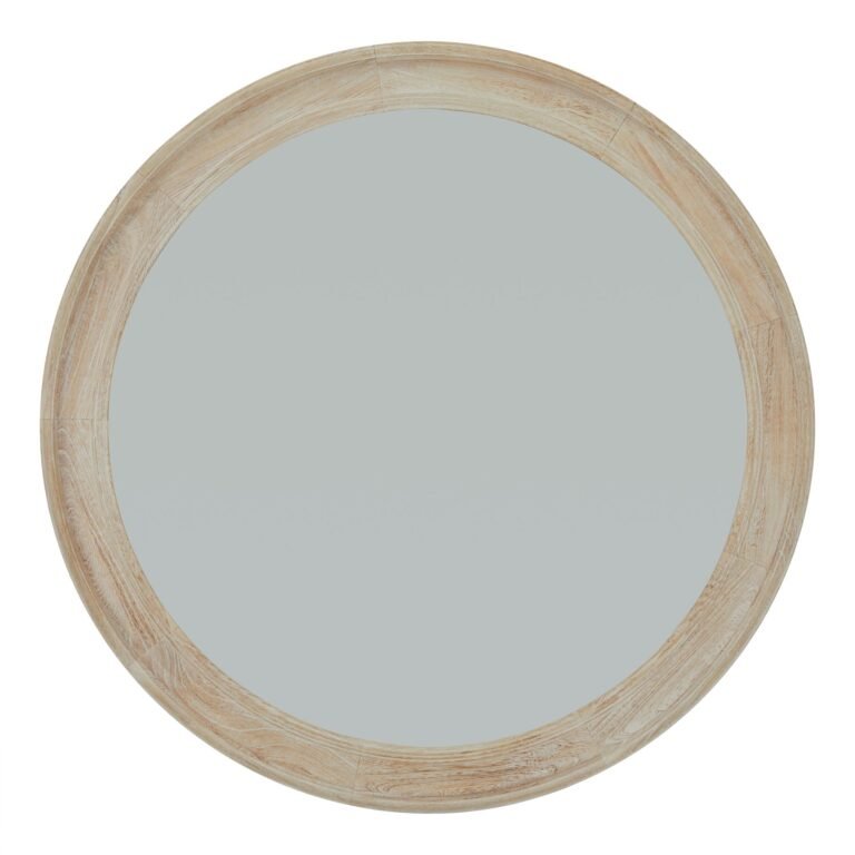 large round wooden mirror