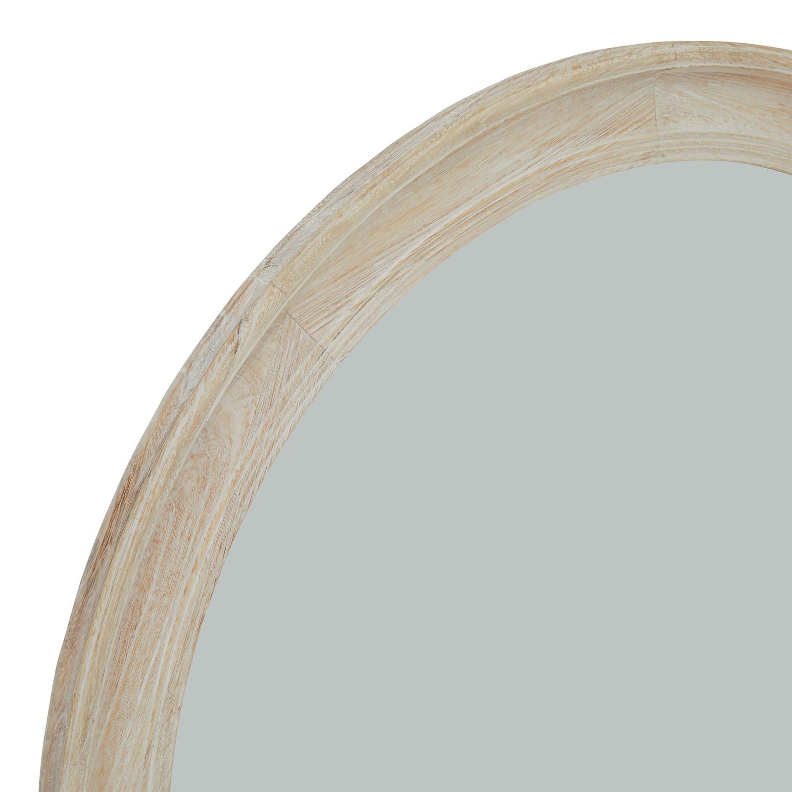 Large Round Washed Wood Wall Mirror - Image 2