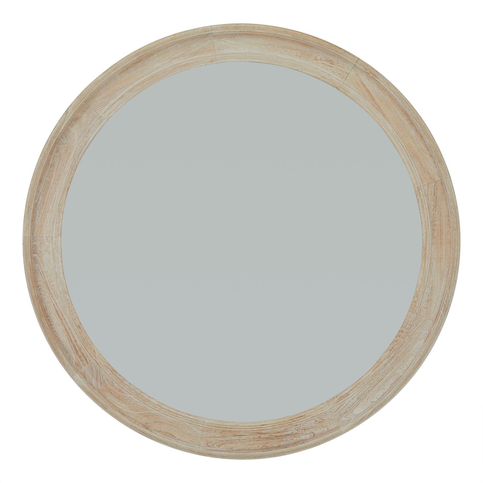 large round wooden mirror