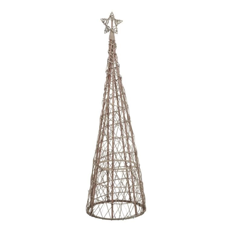 natural large led wicker christmas tree with star