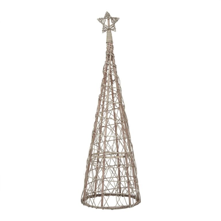natural led wicker christmas tree with star