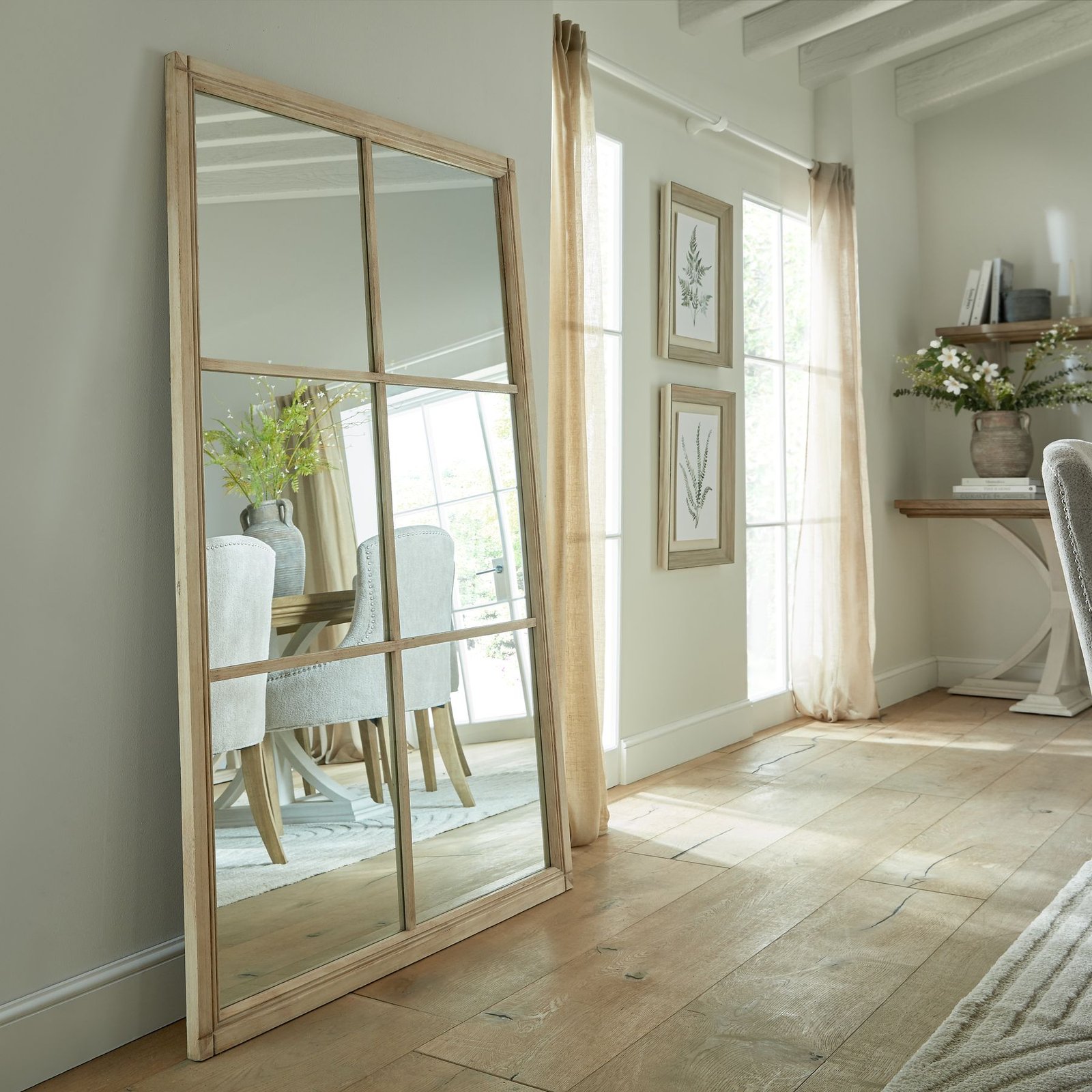 Extra Large Washed Wood Window Mirror - Image 5