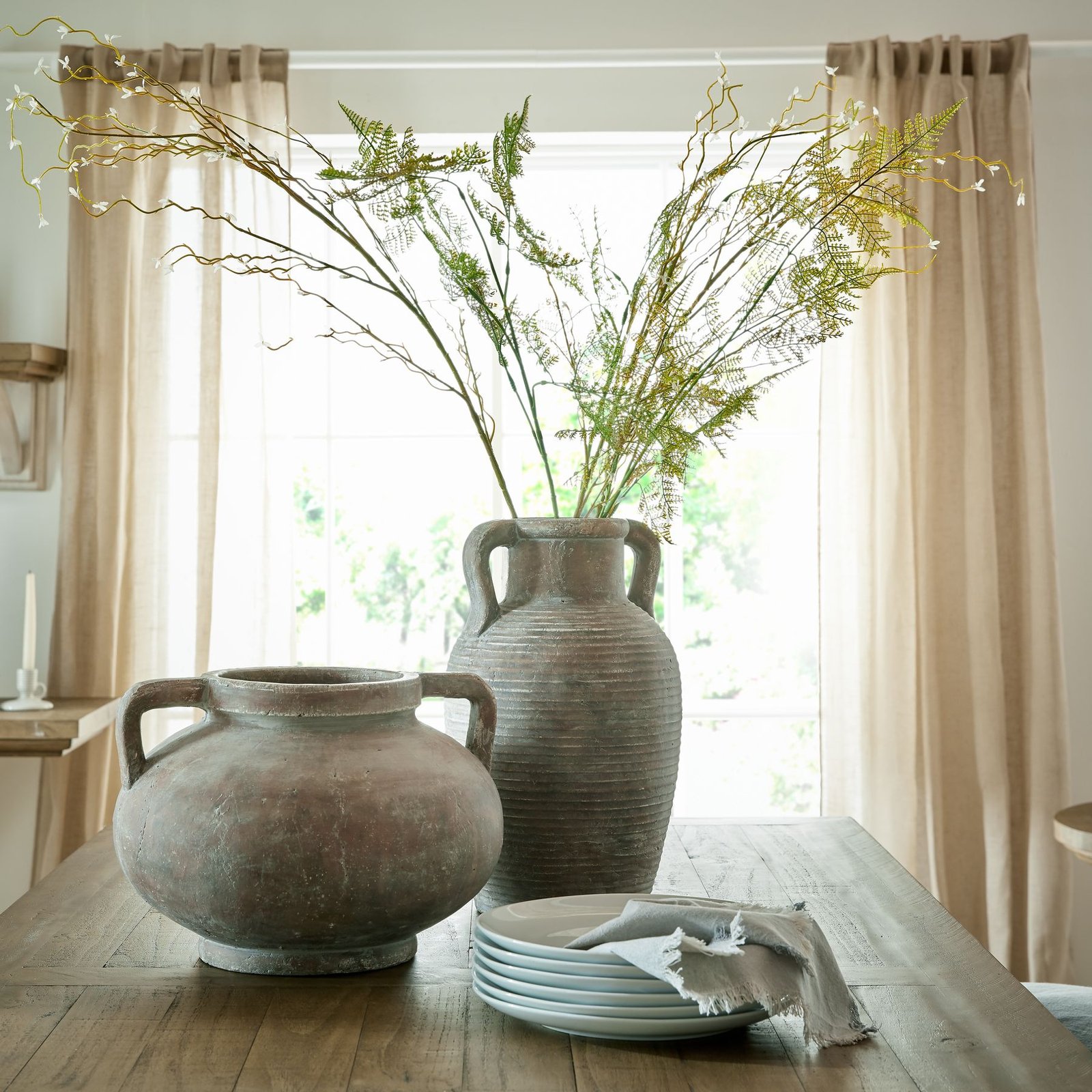 Weathered Brown Two Handle Ceramic Pot - Image 5