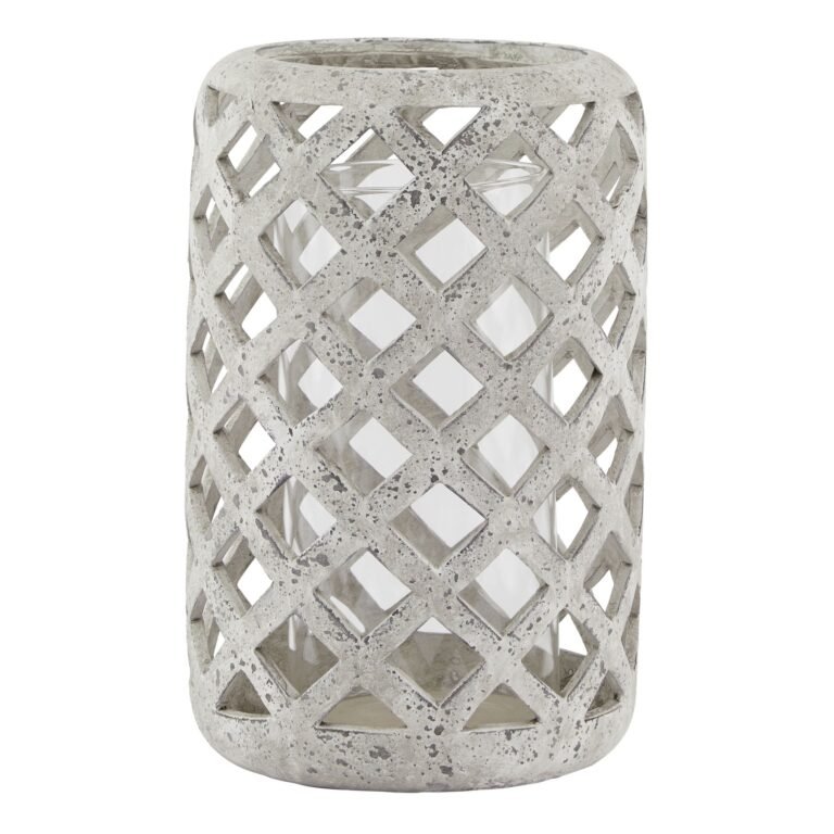 grey large grey stone effect hurricane lantern product image