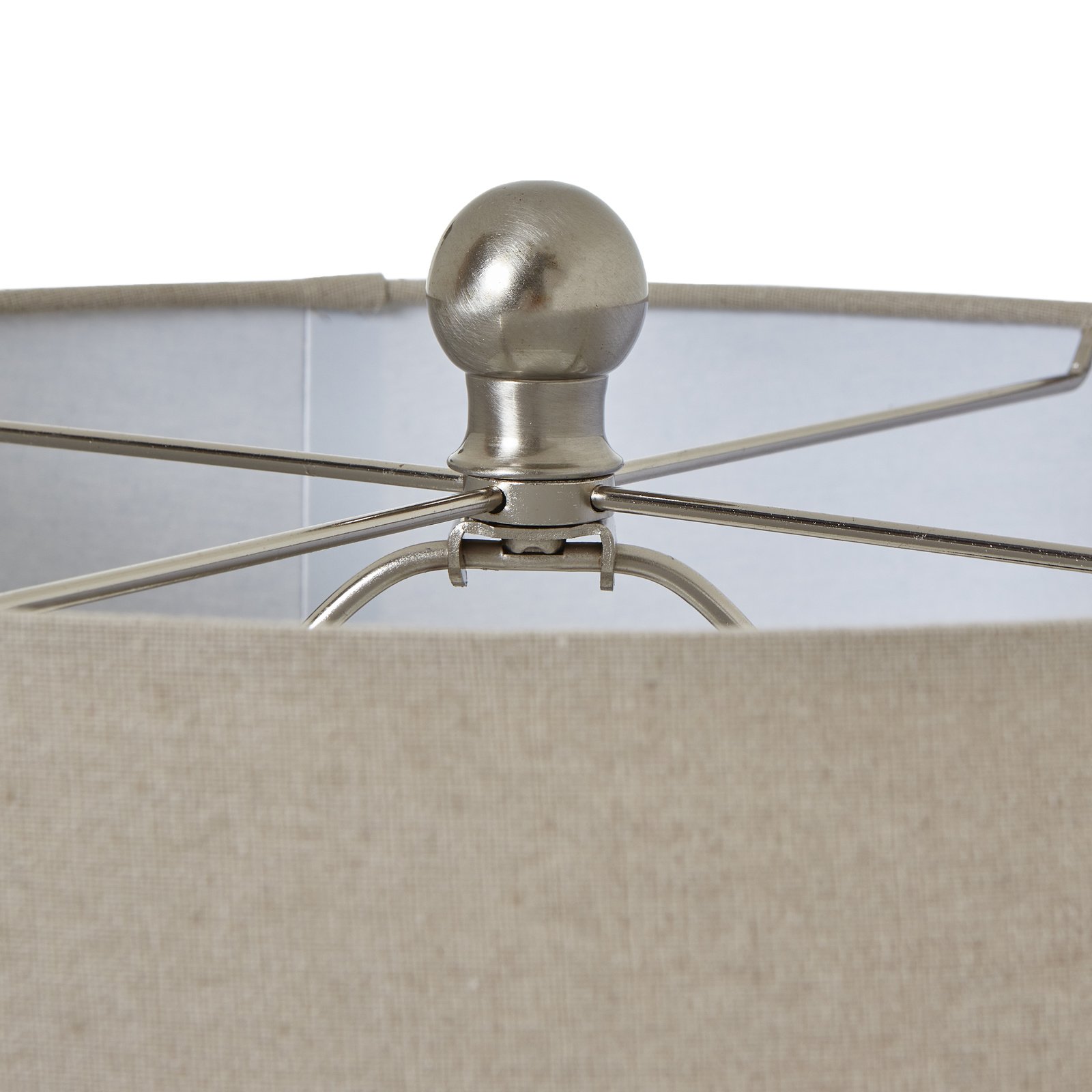 White Beaded Ceramic Table Lamp with Linen Shade - Image 4