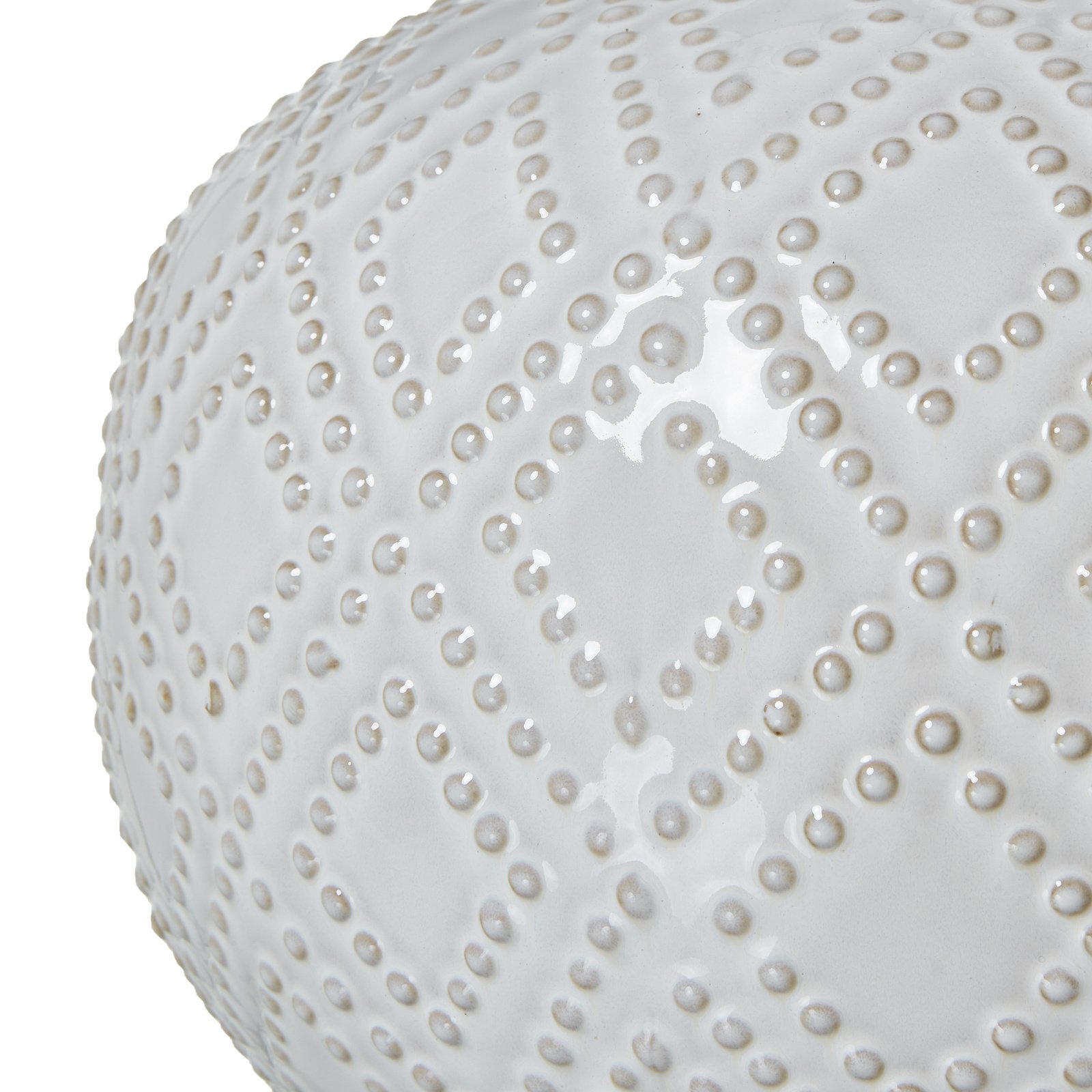 White Beaded Ceramic Table Lamp with Linen Shade - Image 5