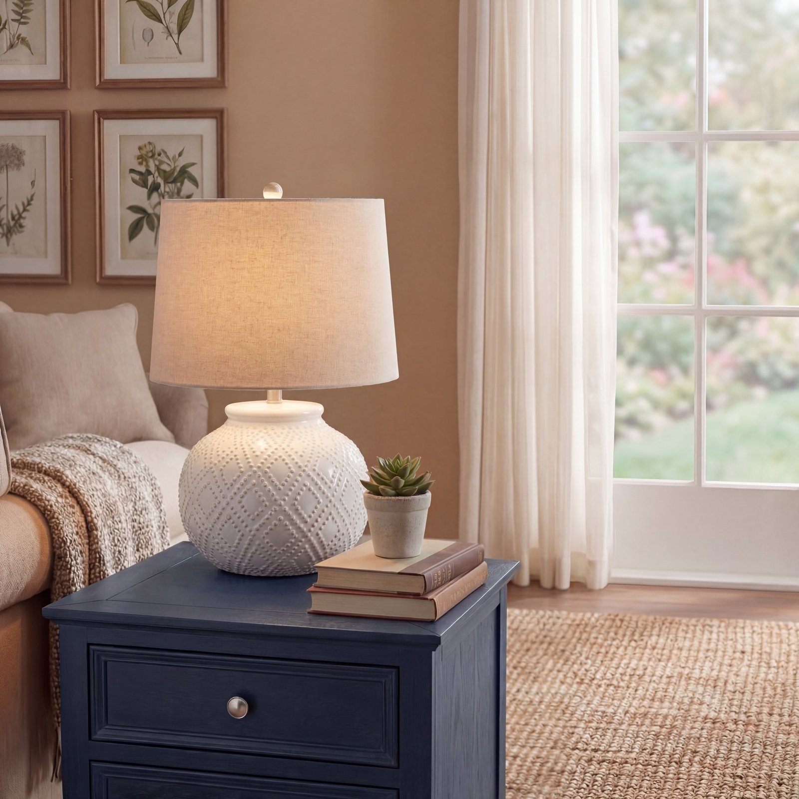 beaded ceramic table lamp