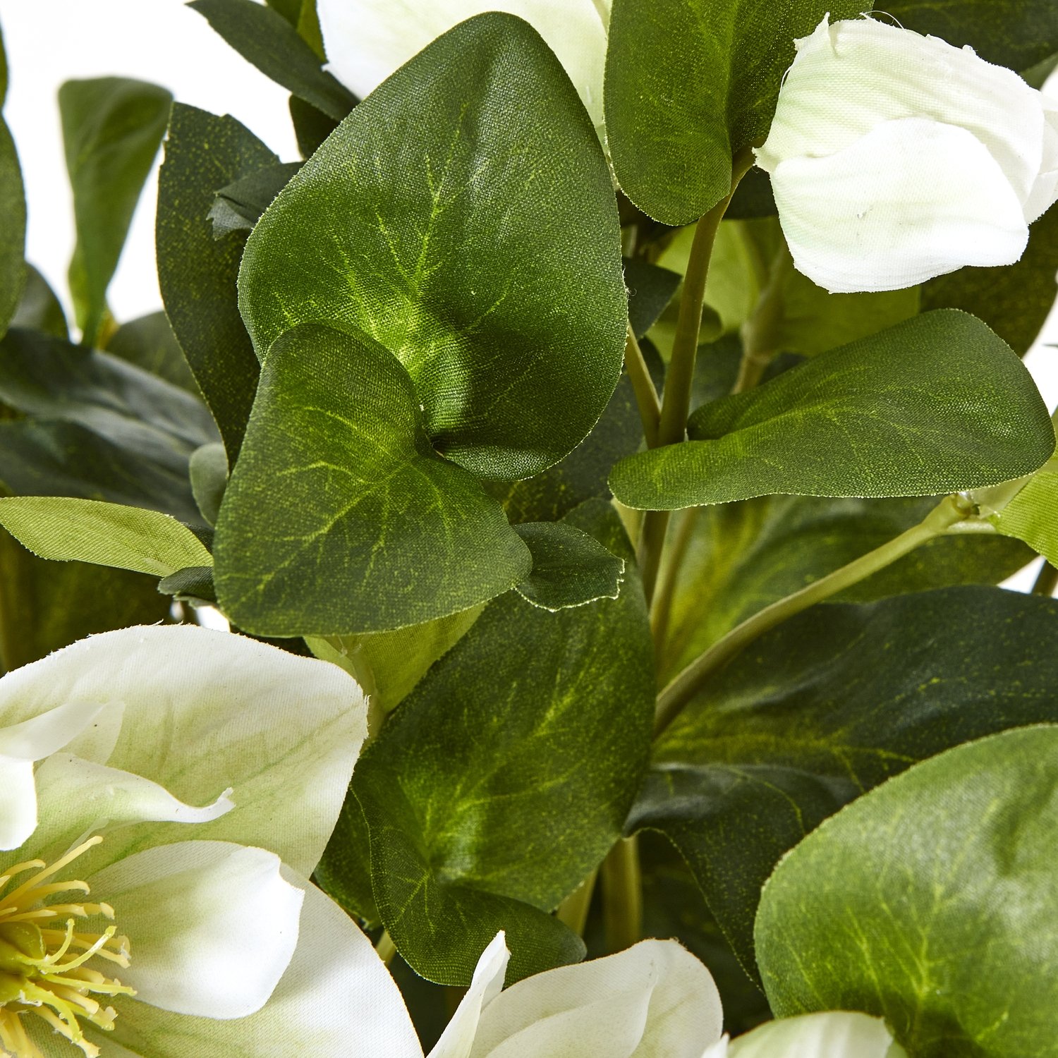 White Artificial Hellebore Plant in Grey Pot - Image 3