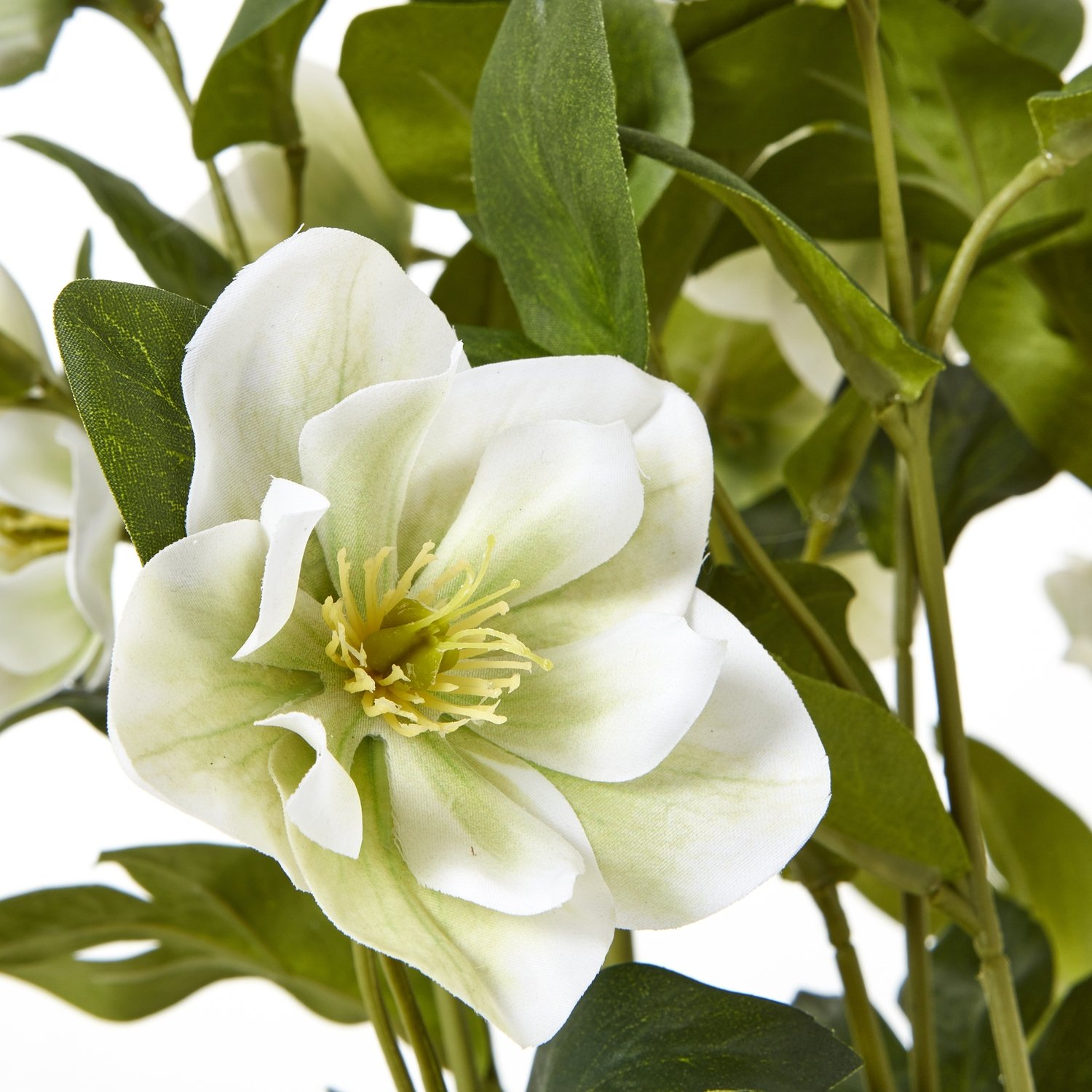 White Artificial Hellebore Plant in Grey Pot - Image 5