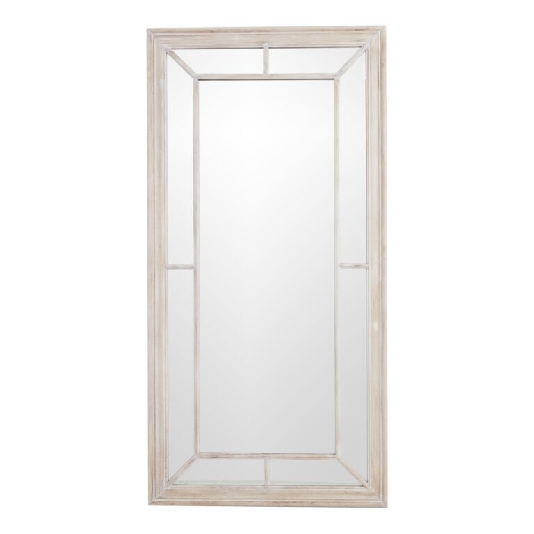 washed wood large washed wood framed window mirror product image