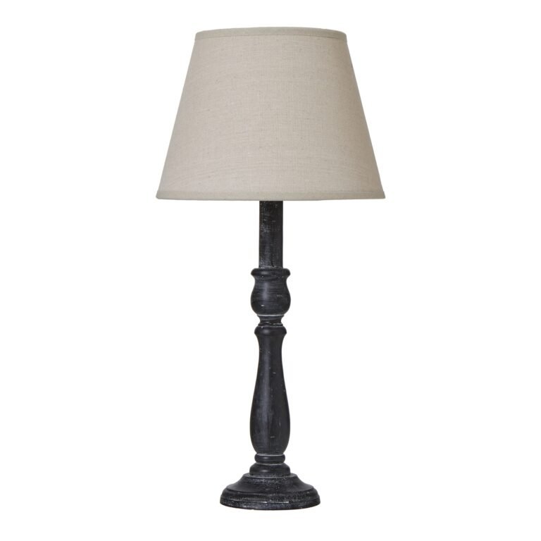 distressed wooden table lamp
