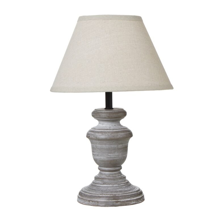 small grey table lamp