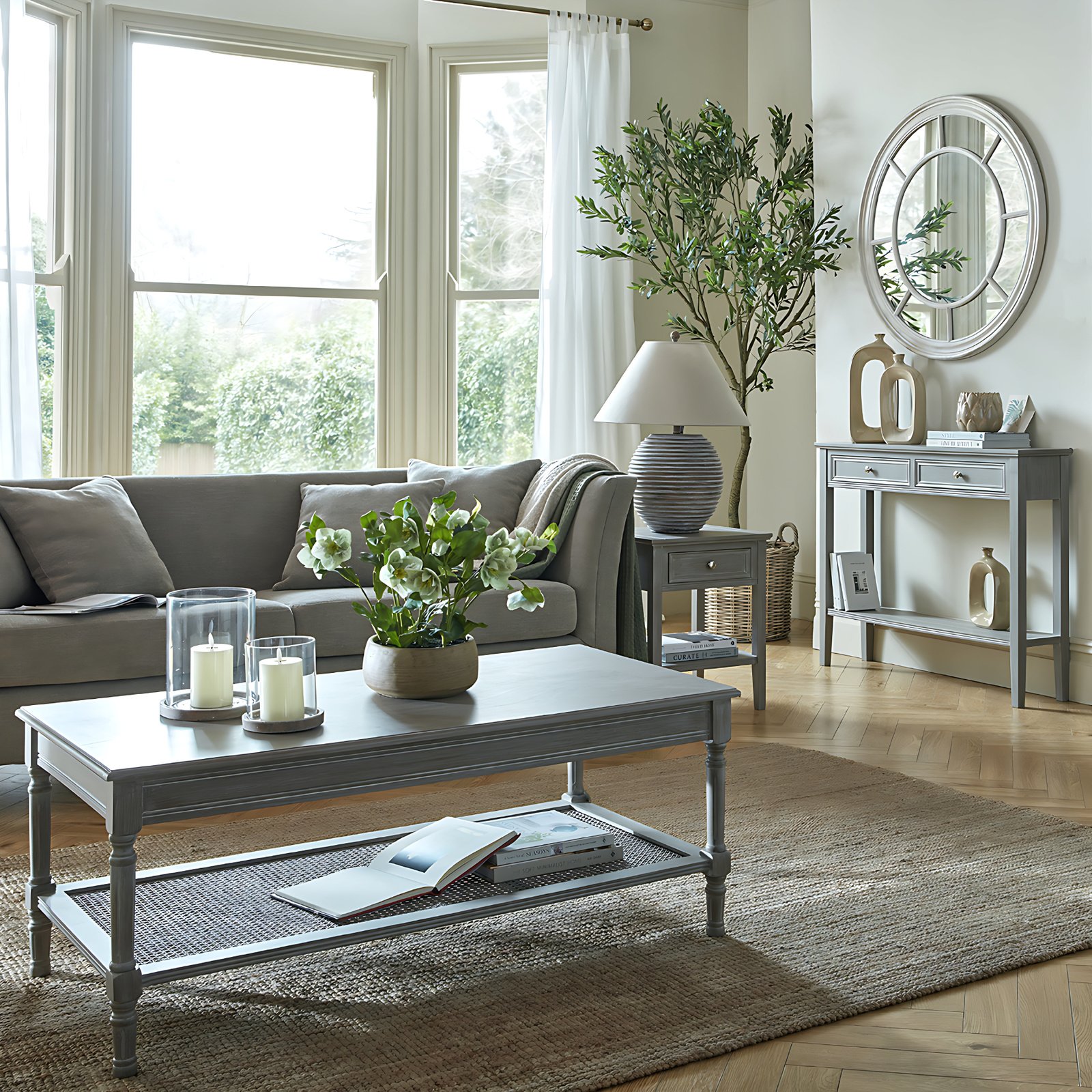 Slim Grey Two Drawer Console Table - Image 2