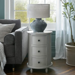 round side table with drawers
