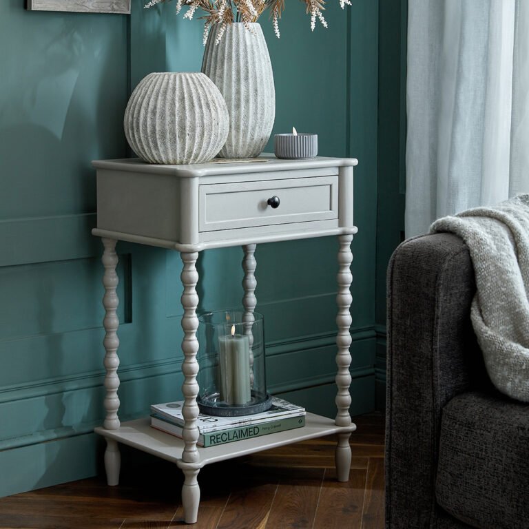grey side table with drawer