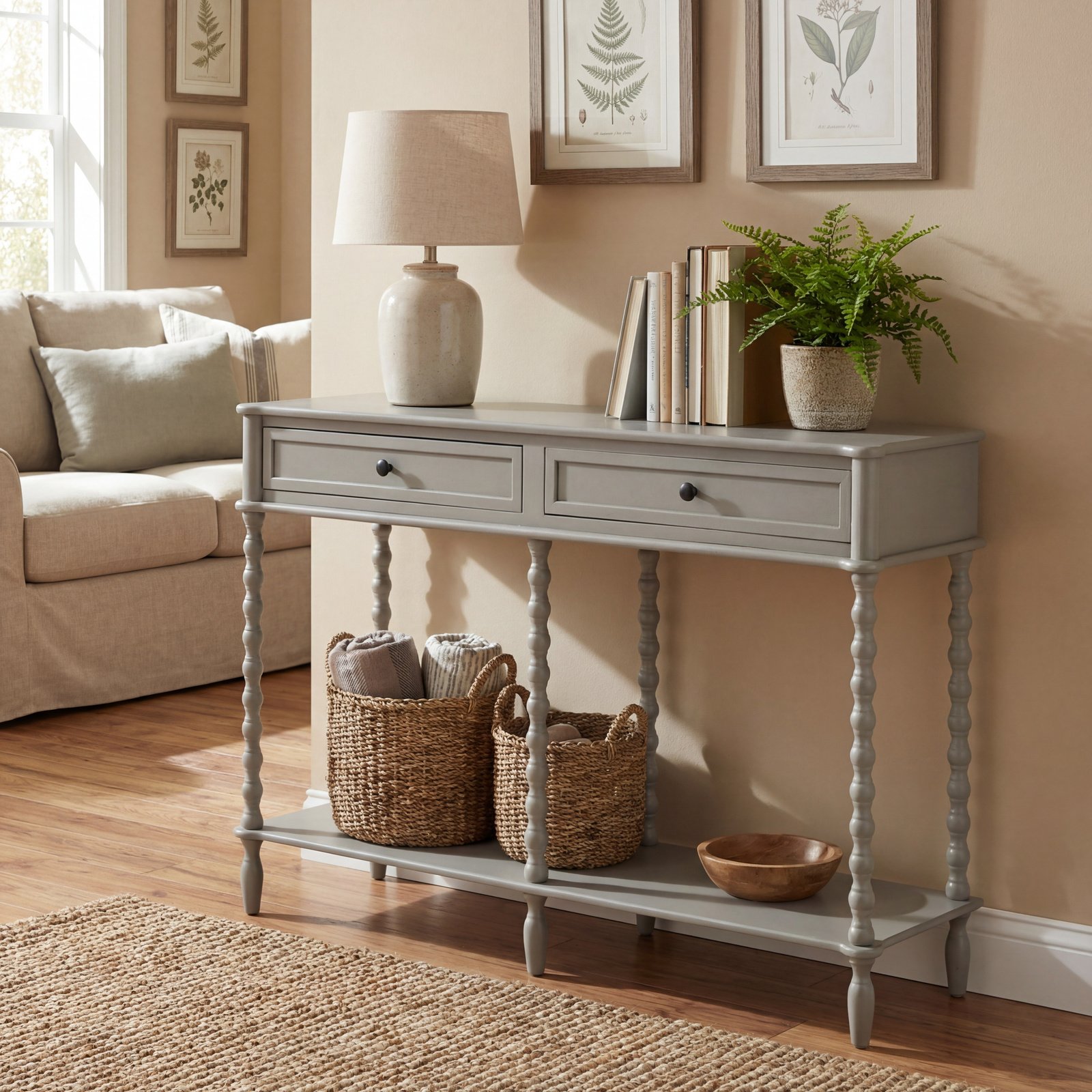 large grey console table