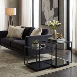black nesting side tables