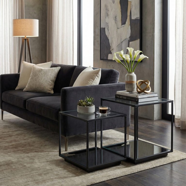 black nesting side tables