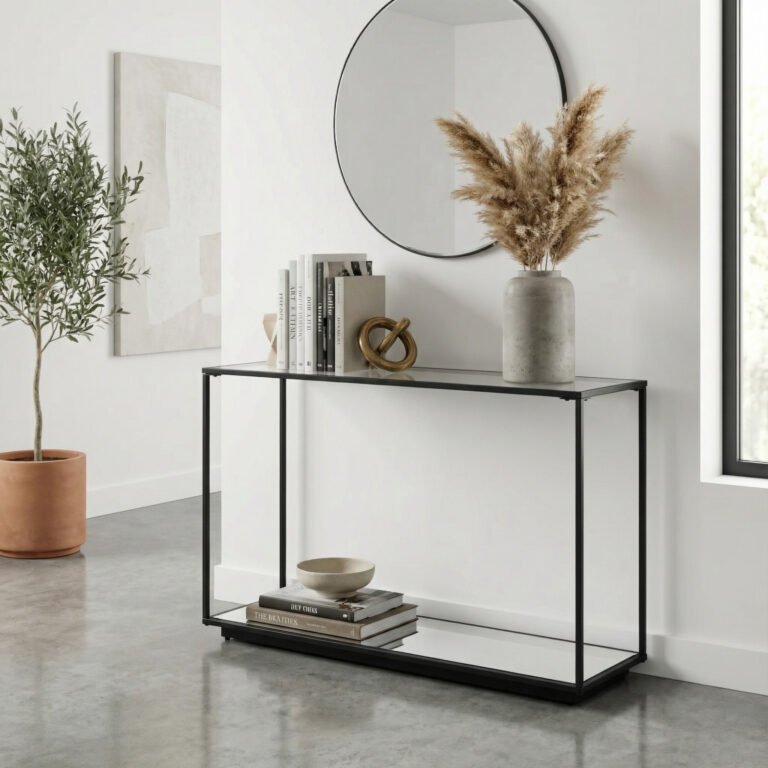 black metal console table