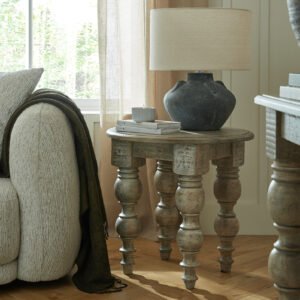 round wooden side table