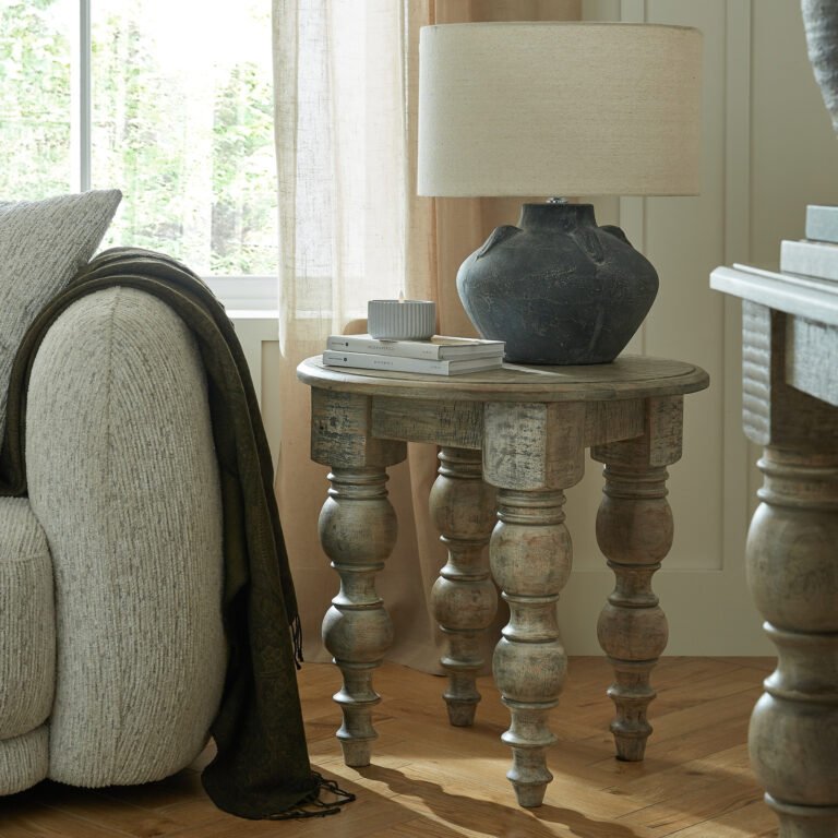 round wooden side table