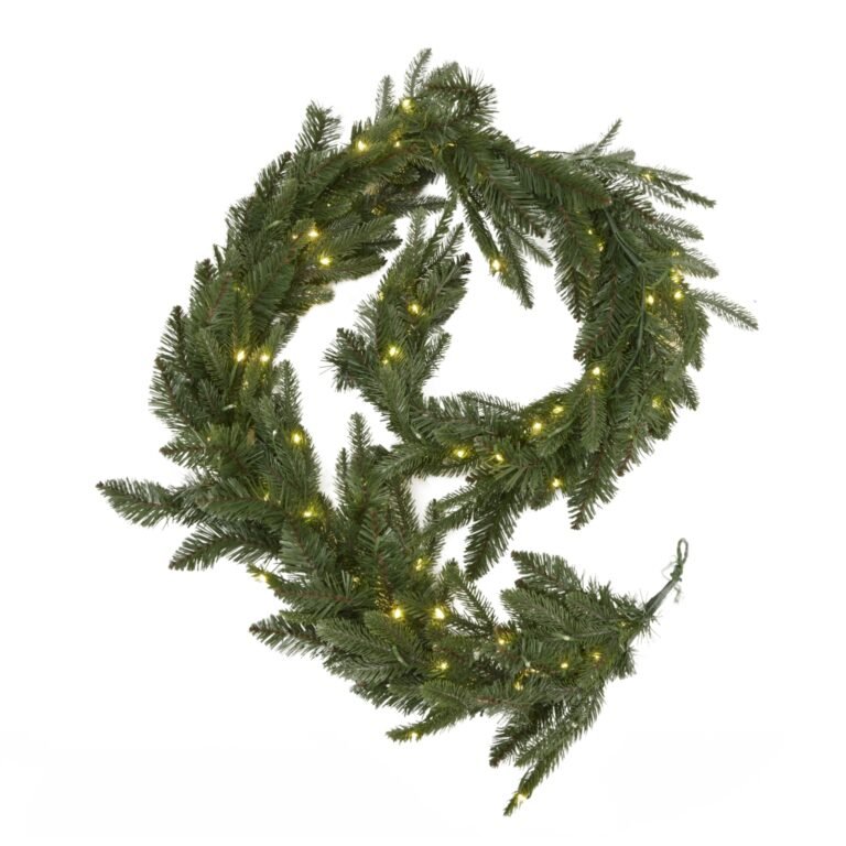 green pre-lit christmas fir garland