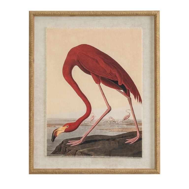flamingo framed linen wall art