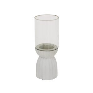 white carved hurricane lantern