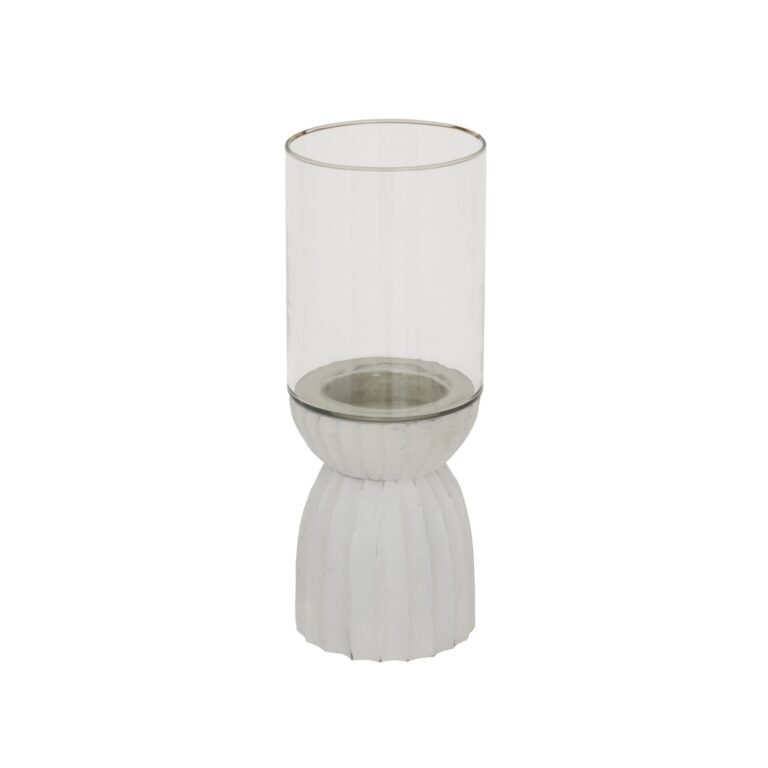 white carved hurricane lantern