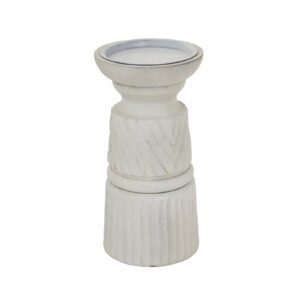 white carved candle holder