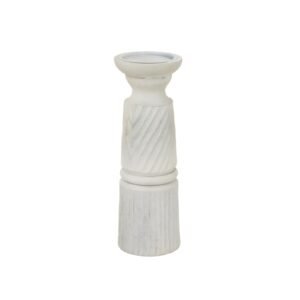 large white carved candle holder