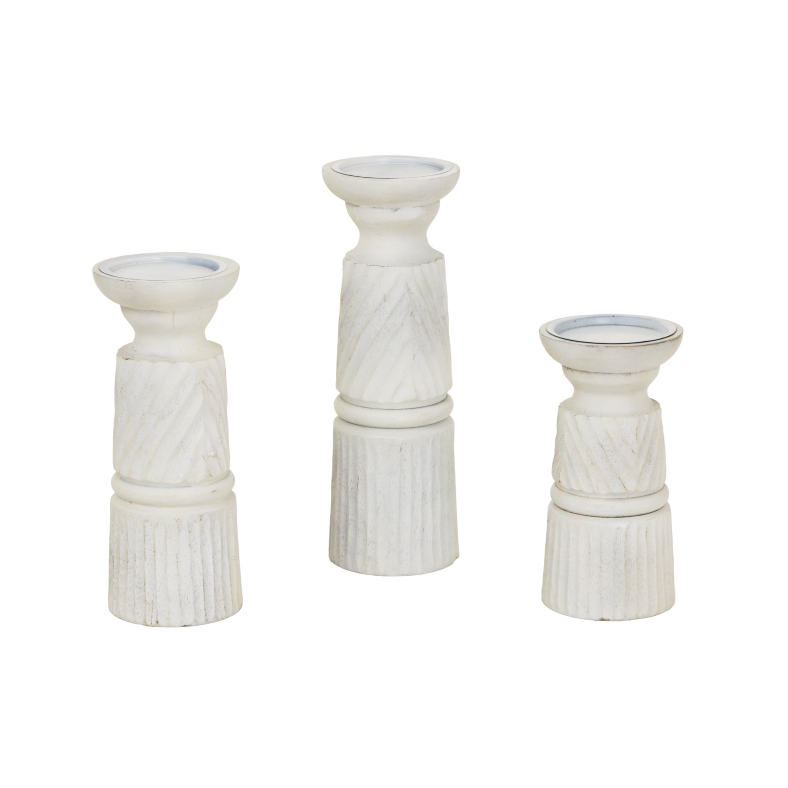 Large White Carved Candle Holder - Image 4