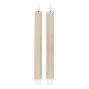 taupe ribbed led taper candles