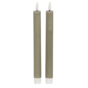 sage ribbed led taper candles