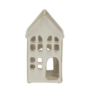 large white ceramic house tealight holder