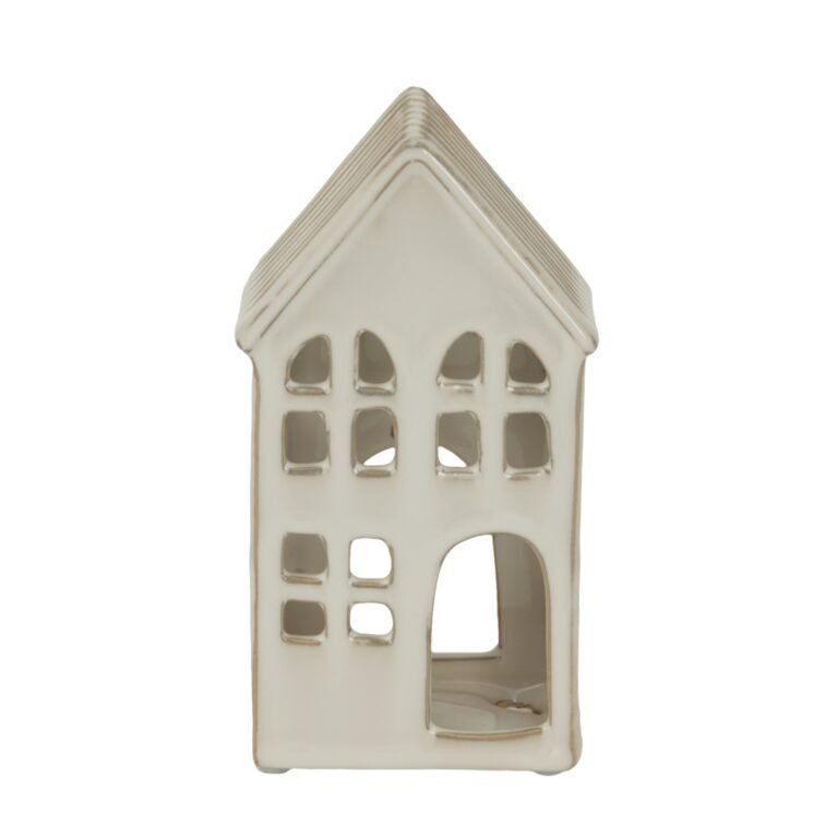 large white ceramic house tealight holder