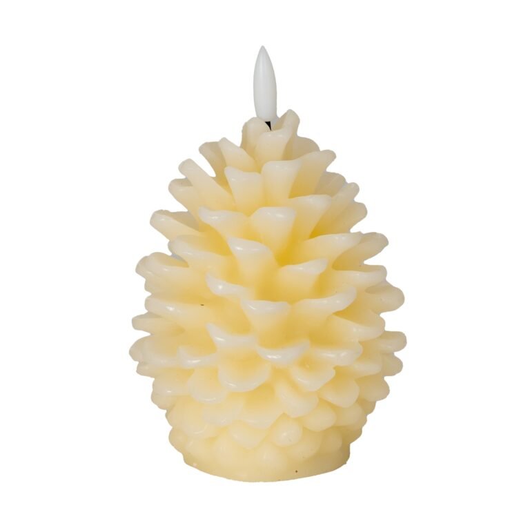 cream pinecone led wax candle