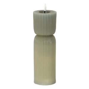 tall grey ribbed led pillar candle