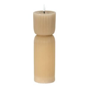 tall stone ribbed led pillar candle