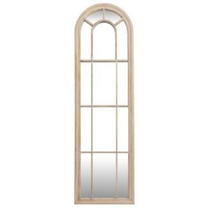 tall washed wood panelled arch mirror