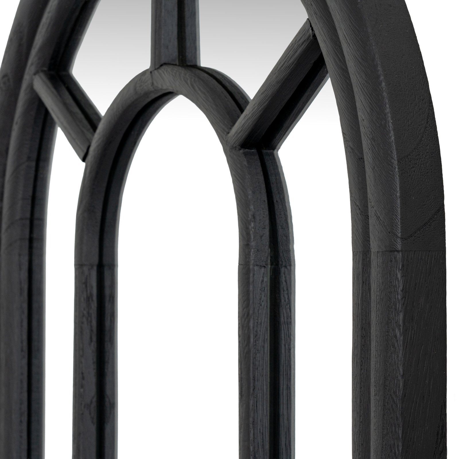 Tall Black Panelled Arch Mirror - Image 2