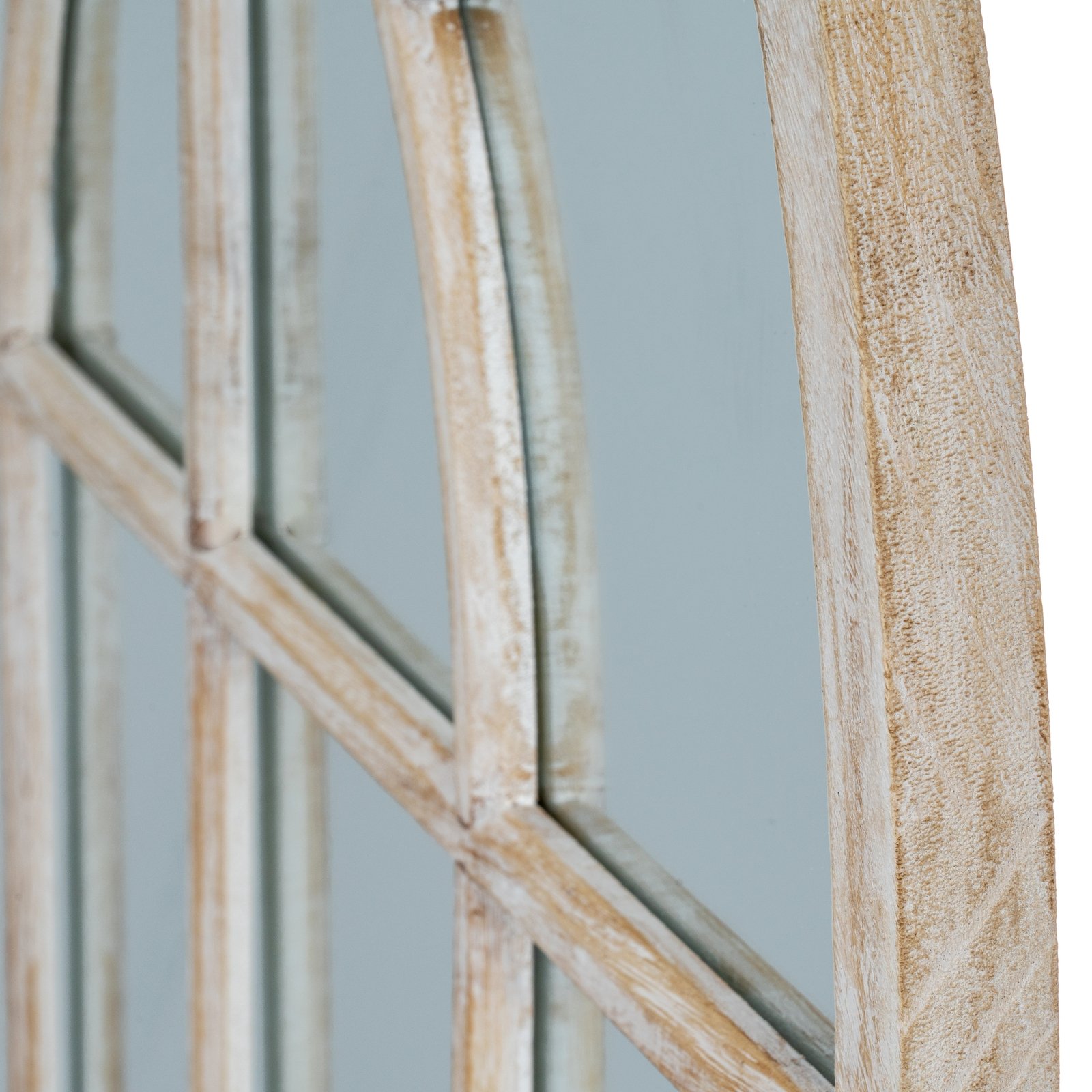 Washed Wood Arched Window Mirror - Image 4