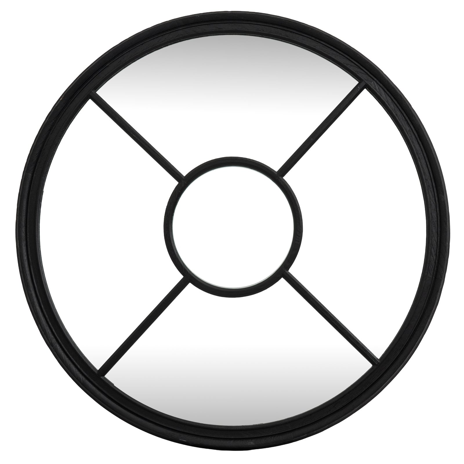 black round window mirror