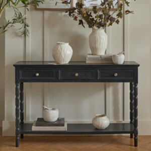wrenford three drawer console table for home styling
