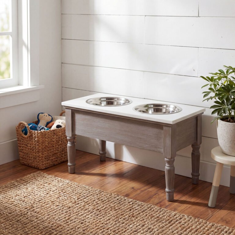 serene raised wooden pet feeder for home styling