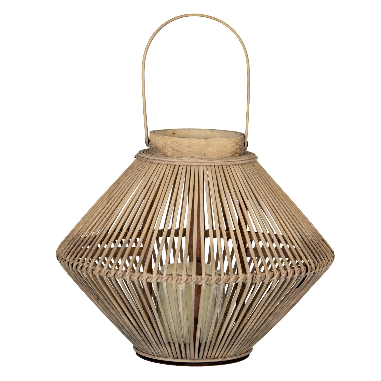 Cone Wicker Lantern With Glass Holder - Image 2