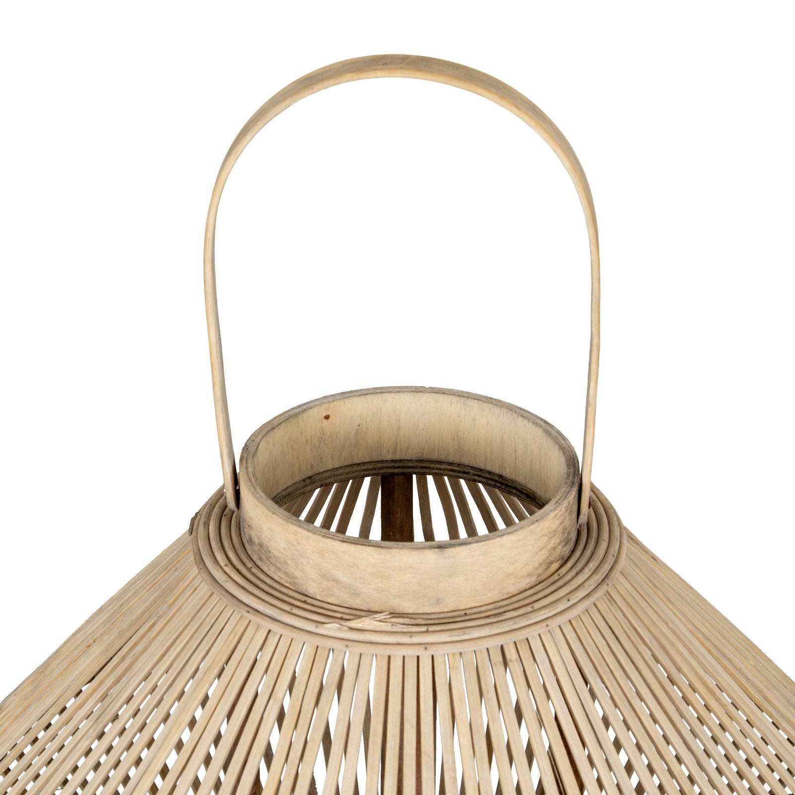 Cone Wicker Lantern With Glass Holder - Image 3