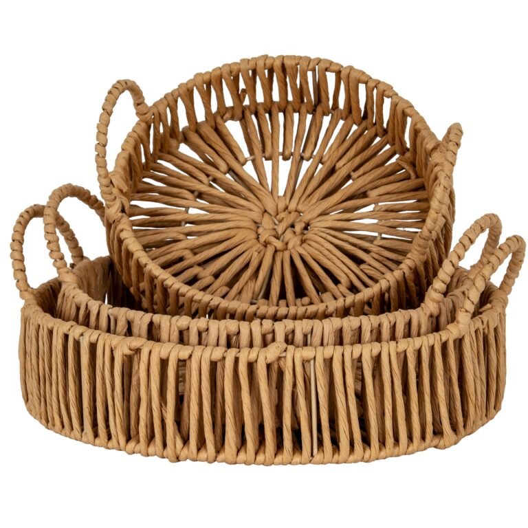 set of three round loop handle trays for home styling