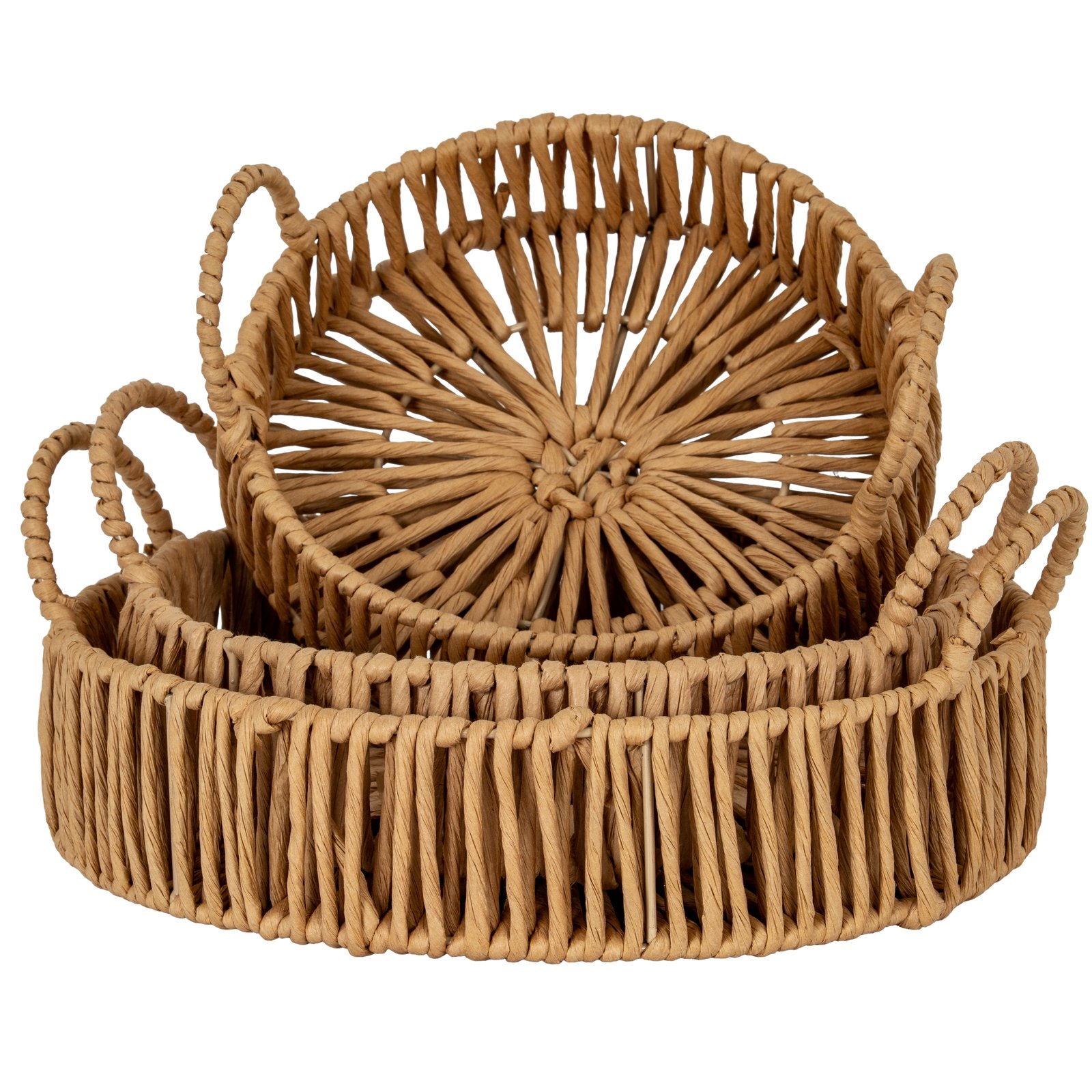 set of three round loop handle trays for home styling