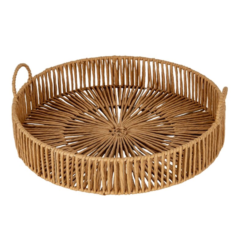 large round loop handle decorative tray for home styling